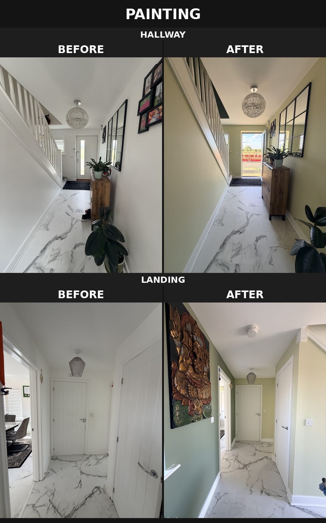Hallway and landing painting before and after