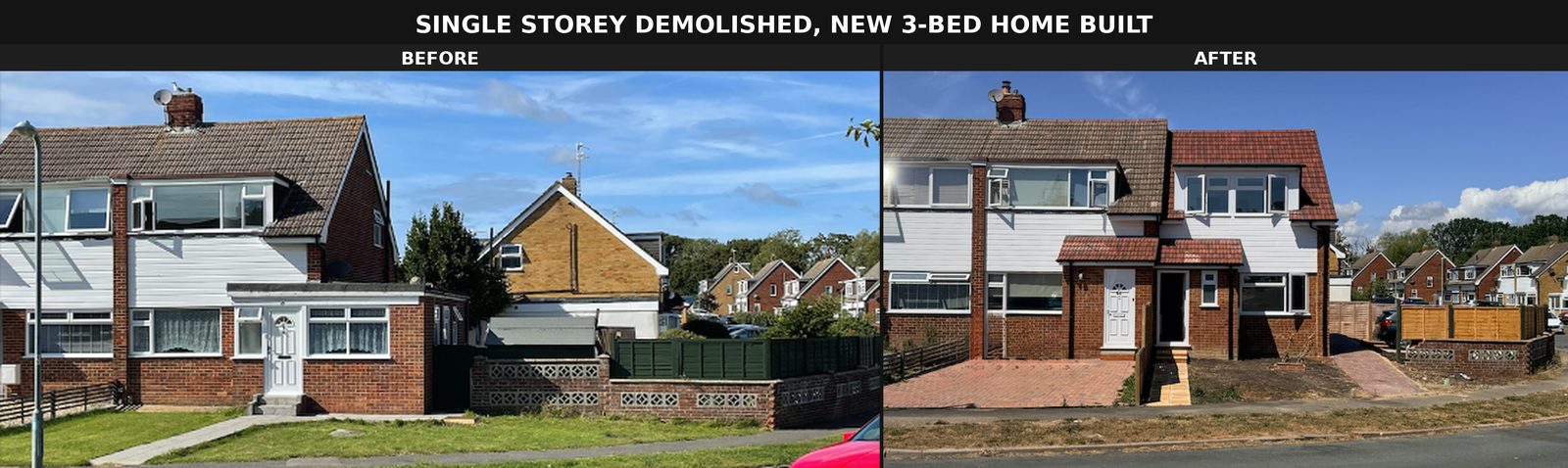 Single storey demolished, new 3-bed home built